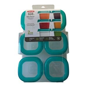 OXO Tot Food Storage Containers Baby Blocks Teal 2oz 6 ct New
